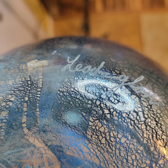 Art Glass Bowl Vase Dichroic Gold and Silver Signed 9" - Picture 10 of 11